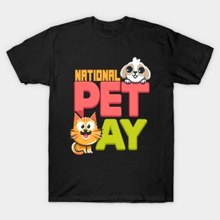 National Pet Day Fun: Cheerful Cat & Dog T-Shirt